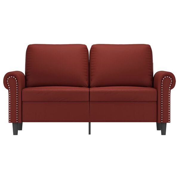 vidaXL Dvivietė sofa, raudonojo vyno spalvos, 120cm, dirbtinė oda