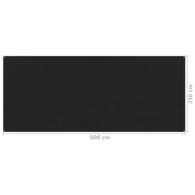 vidaXL Palapinės kilimėlis, juodos spalvos, 250x600cm