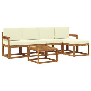 vidaXL Lauko sofos komplektas su pagalve 6 pcs Natūralus ir grietinėlė