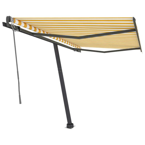 vidaXL Pastatoma automatinė markizė, geltona/balta, 350x250cm