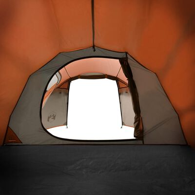vidaXL Stovyklavimo palapinė, pilka ir oranžinė, dvivietė, tunelinė