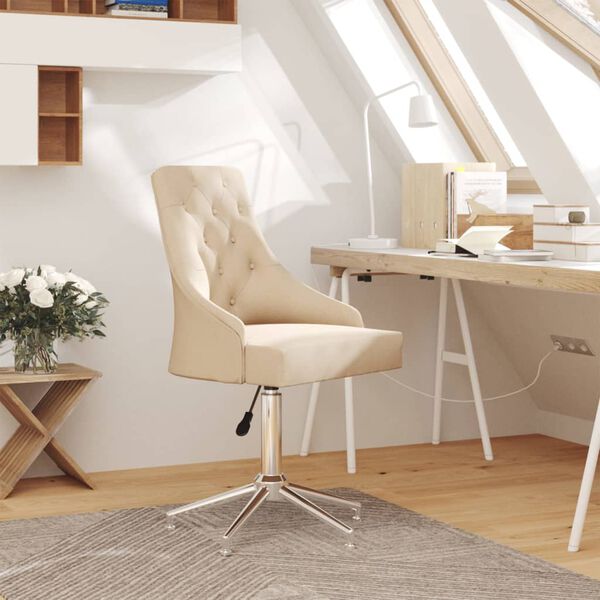 vidaXL Pasukama valgomojo kėdė, kreminės spalvos, audinys (336979)