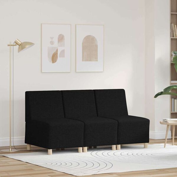 vidaXL Modulinis sofa vienetas be rankų 3 pcs Juoda 55 x 74 x 82 cm