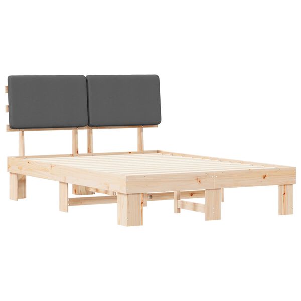 vidaXL Lovo rėmas su apmu&scaron;tu galvūgaliu Tamsiai pilka 140 x 200 cm