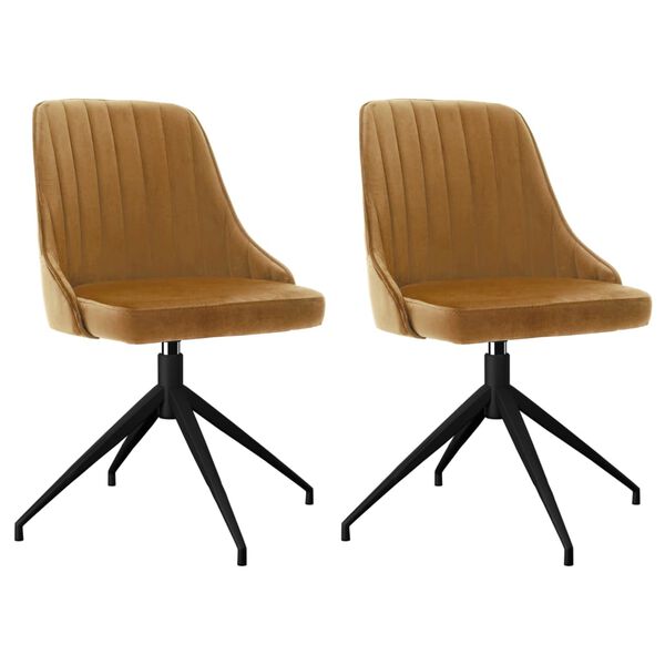 vidaXL Valgomojo kėdės, 2vnt., rudos spalvos, aksomas