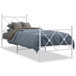 vidaXL Lovos rėmas su galvūgaliu/kojūgaliu, baltas, 75x190cm, metalas