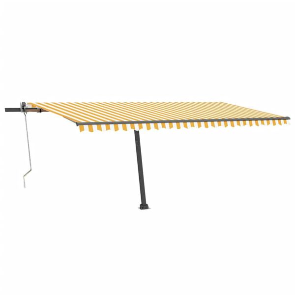 vidaXL Markizė su LED/vėjo jutikliu, geltona/balta, 500x300cm