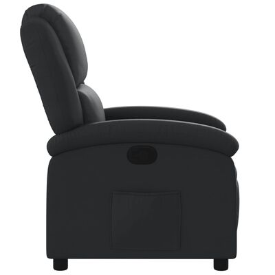 vidaXL Atlošiamas krėslas, juodos spalvos, tikra oda