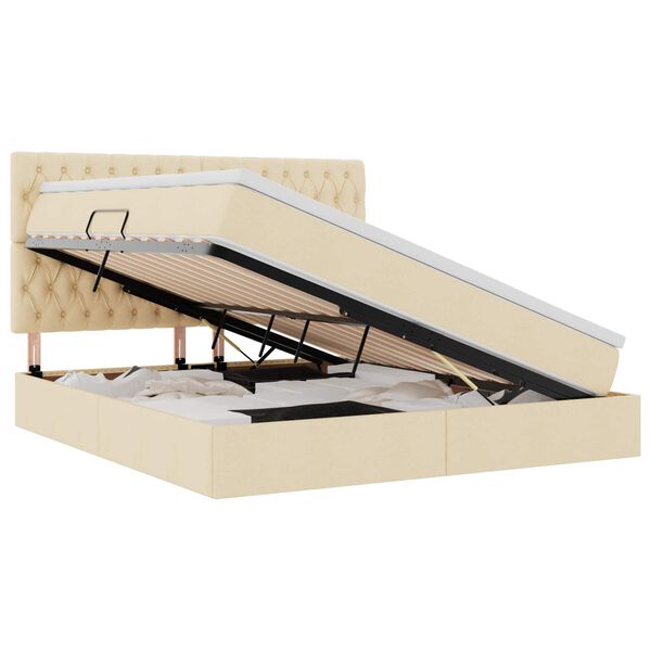 vidaXL Lova su daiktų laikymo vieta ir čiužiniu Kremas 180 x 200 cm
