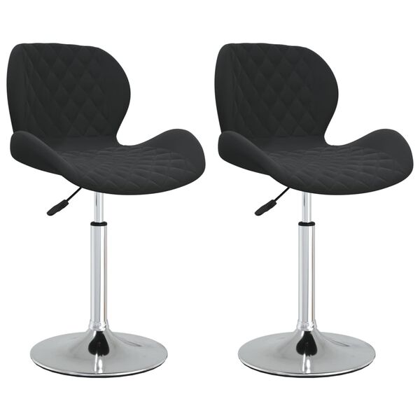 vidaXL Pasukamos valgomojo kėdės, 2vnt., juodos spalvos, aksomas