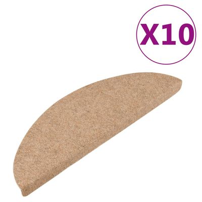 vidaXL Lipnūs laiptų kilimėliai, 10vnt., smėlio, 65x22,5x3,5cm