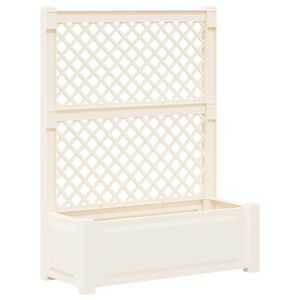 vidaXL Didelis vazonas su treliu Balta 99,5 x 43 x 133,5 cm PP