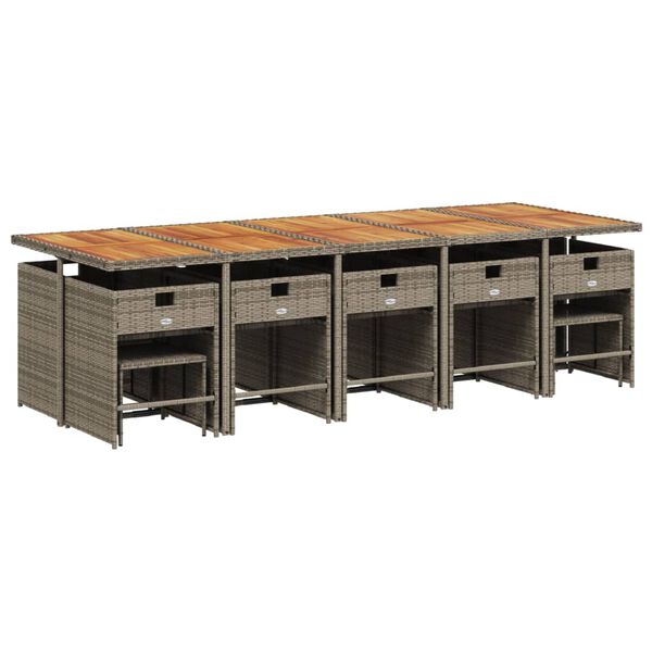 vidaXL Sodo komplektas su pagalvėlėmis, 15 dalių, pilkas, poliratanas