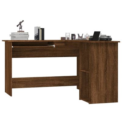 vidaXL Kampinis rašomasis stalas, rudas ąžuolo, 120x140x75cm, mediena