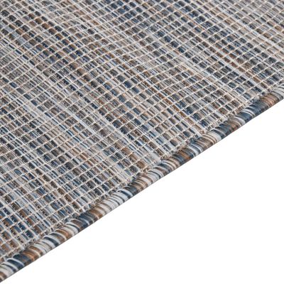 vidaXL Lauko kilimėlis, rudas ir mėlyna, 140x200cm, plokščio pynimo