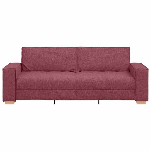 vidaXL Trivietė sofa, vyno raudonumo, 180 cm, audinys