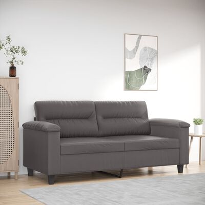 vidaXL Dvivietė sofa, pilkos spalvos, 140cm, dirbtinė oda