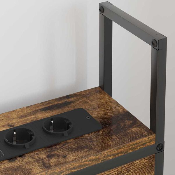 vidaXL Saugojimo Lovos Atlo&scaron;as su Įkrovimo Stotimi Dūminio ąžuolo