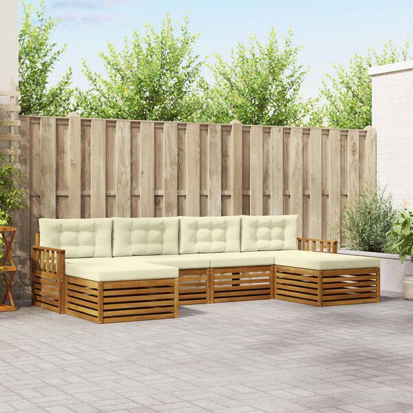 vidaXL Sofų komplektai su pagalve 6 pcs Natūralus ir grietinėlė