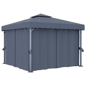 vidaXL Pavėsinė su užuolaidomis, antracito spalvos, 3x3m