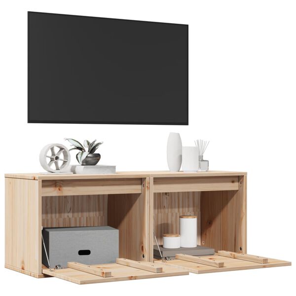 vidaXL Sieninės spintelės, 2vnt., 45x30x35cm, pušies medienos masyvas