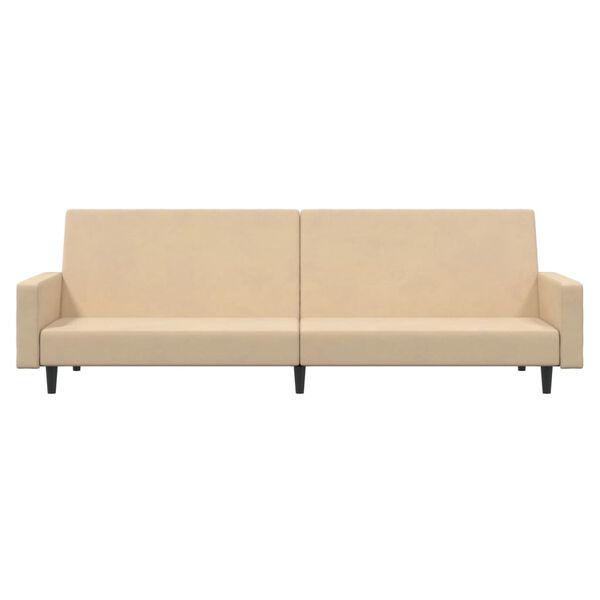 vidaXL Dvivietė sofa-lova, kreminės spalvos, aksomas