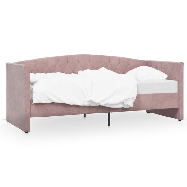 vidaXL Lova su USB i&scaron;vestimi, rožinės spalvos, 90x200cm, aksomas