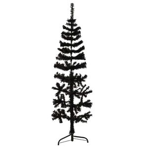 vidaXL Siaura dirbtinė pusinė Kalėdų eglutė su stovu, juoda, 120cm