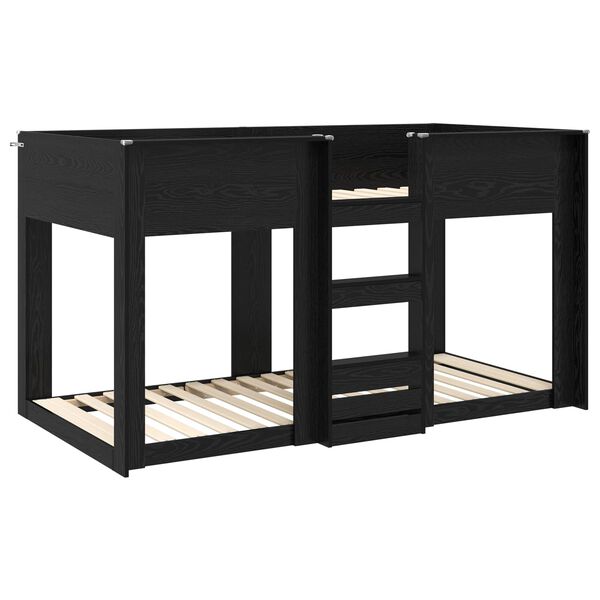 vidaXL Vaikų dvigulė lova Juodas ąžuolas 90 x 190 cm Apdirbta mediena