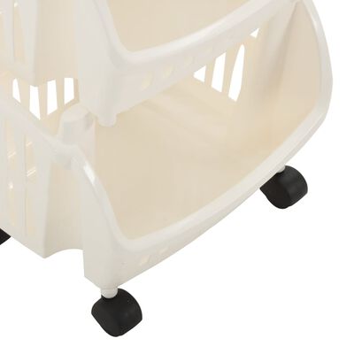 vidaXL Virtuvės vežimėlis, baltos ir taupe spalvos