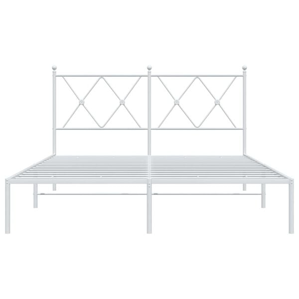 vidaXL Metalinis lovos rėmas su galvūgaliu, baltos spalvos, 140x200cm