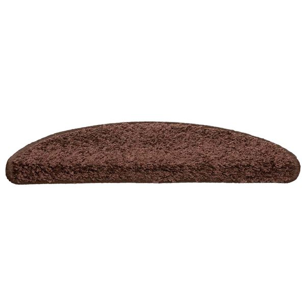 vidaXL Laiptų kilimėliai, 30 vnt., 56x17x3 cm, rudi, pusapvaliai