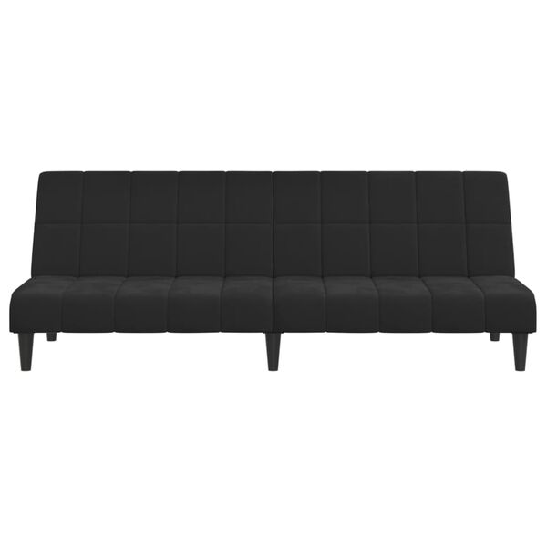 vidaXL Dvivietė sofa-lova, juodos spalvos, aksomas