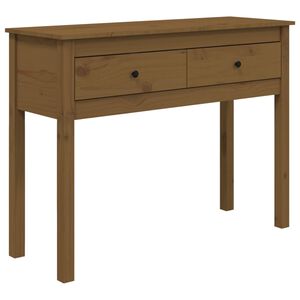 vidaXL Konsolinis staliukas, medaus rudas, 100x35x75cm, pu&scaron;ies masyvas