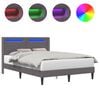 vidaXL Lovos rėmas su LED juostelėmis Pilka 160 x 200 cm Dirbtinė oda