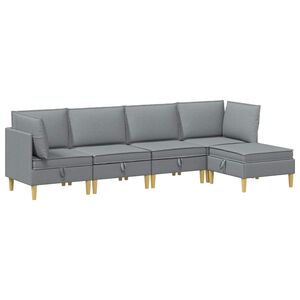 vidaXL Modulinė sofa su laikymo vieta 5 vnt. &Scaron;viesiai pilka Audinys