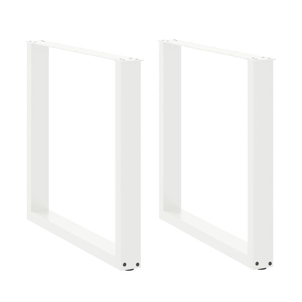 vidaXL Valgomojo stalo kojelės, 2 vnt., baltos, 90x(72-73) cm, plienas, U formos