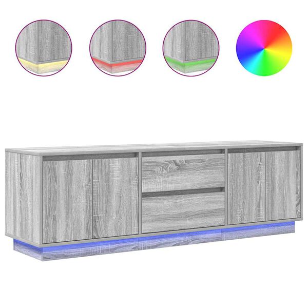 vidaXL TV spintelė su LED lemputėmis, pilka ąžuolo, 160,5x41x50 cm