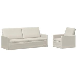 vidaXL Sofos komplektas 2 pcs Kreminė Aksomas