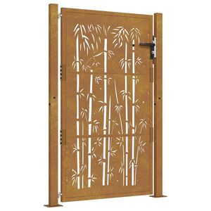 vidaXL Sodo vartai, 105x130 cm, Corten plienas, bambuko dizainas