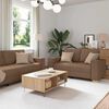 vidaXL Sofa 3 pcs Ruda 220 x 80 x 84 cm Lino mi&scaron;inio audinys