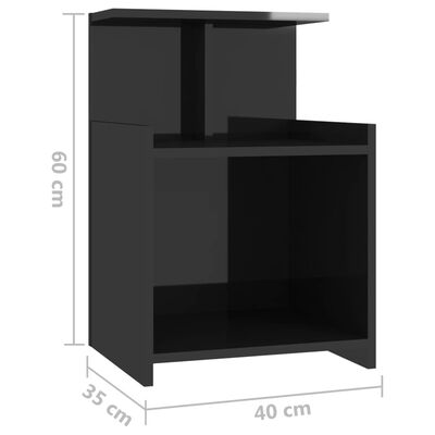 vidaXL Naktinės spintelės, 2vnt., juodos, 40x35x60cm, MDP, blizgios