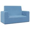 vidaXL Dvivietė vaiki&scaron;ka sofa, mėlynos spalvos, mink&scaron;tas pliu&scaron;as