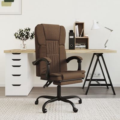 vidaXL Atlošiama biuro kėdė, rudos spalvos, audinys