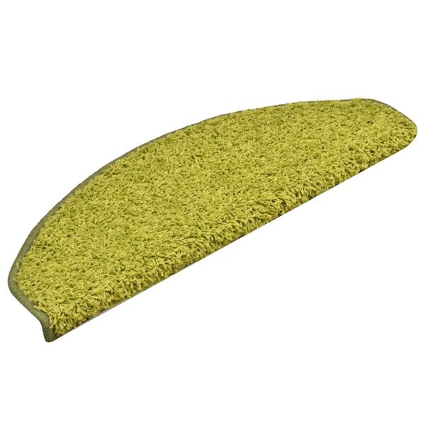 vidaXL Laiptų kilimėliai, 15 vnt., 65x21x4 cm, žali, pusapvaliai, dideli