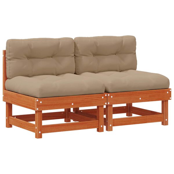 vidaXL Sodo vidurinė sofa Tvirtas pu&scaron;ies medis Va&scaron;ko Ruda