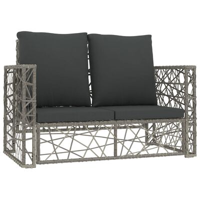 vidaXL Sodo baldų komplektas su pagalvėlėmis, 2 dalių, pilkas, ratanas