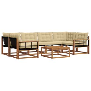 vidaXL Lauko sofos komplektas su pagalve 7 pcs Natūralus ir bežinis
