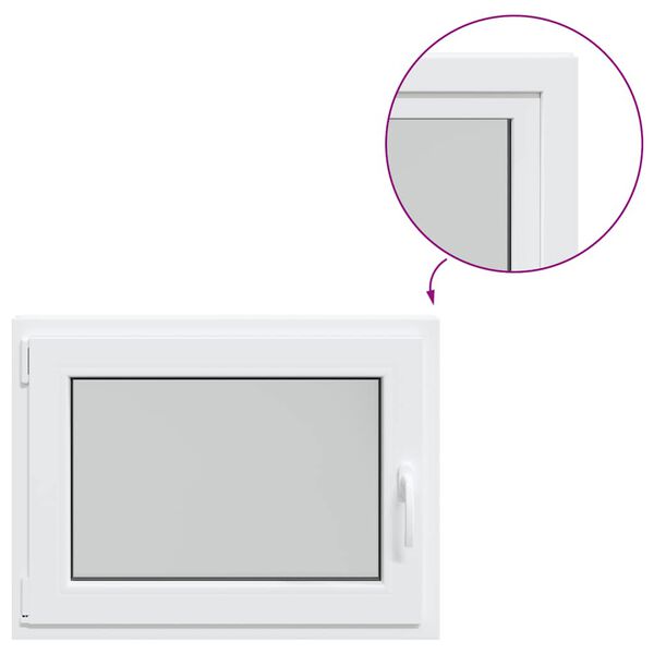 vidaXL Rūsio langas "RISOR", 80x70 cm, atverčiamas ir pasukamas, DIN, kairinis, baltas