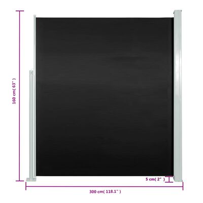 vidaXL Terasos pertvara, juoda, 160 x 300 cm
